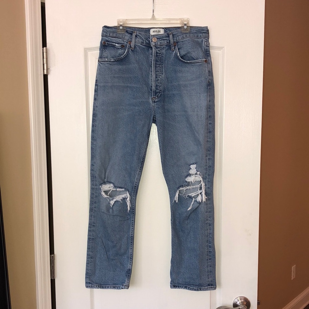 Agolde “Riley” High Rise Distressed Jeans, Size 27. - Picture 3 of 14